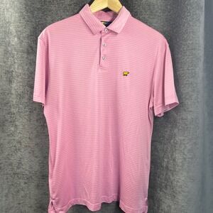 Jack Nicklaus Mens Pink Stripe Golf Polo Shirt Short Sleeve Embroidered‎ Bear M